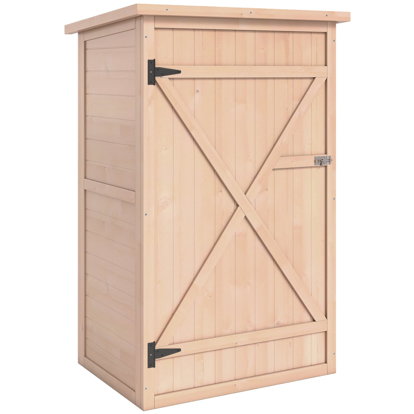 Wooden Small Shed, Garden Storage Shed with Shelves and Bolt Latch, 75L x 56W x115H cm, Natural