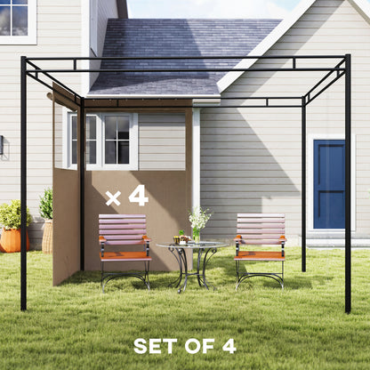 4 Pack Replacement Gazebo Curtains Privacy Panel for Most 3 x 3 m Gazebo, Outdoor Shelter Sidewalls, Khaki