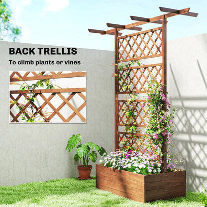 Wooden Trellis Planter Box, Raised Garden Bed to Grow Vegetables, Herbs and Flowers, Orange