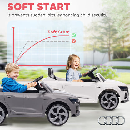 Audi Q8 e-tron Sportback Licensed 12V Ride on Car w/ Remote, 4 Spring Suspension Wheels, Headlamps, Music, Horn - Grey