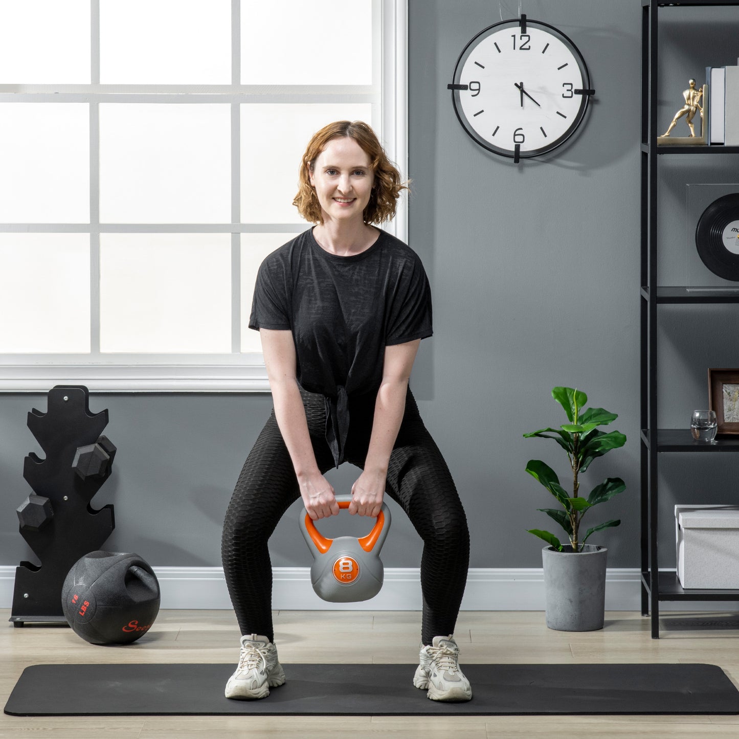 Kettlebell, 8kg Kettle Bells with Handle for Home Gym Weight Lifting and Strength Training, Orange and Grey
