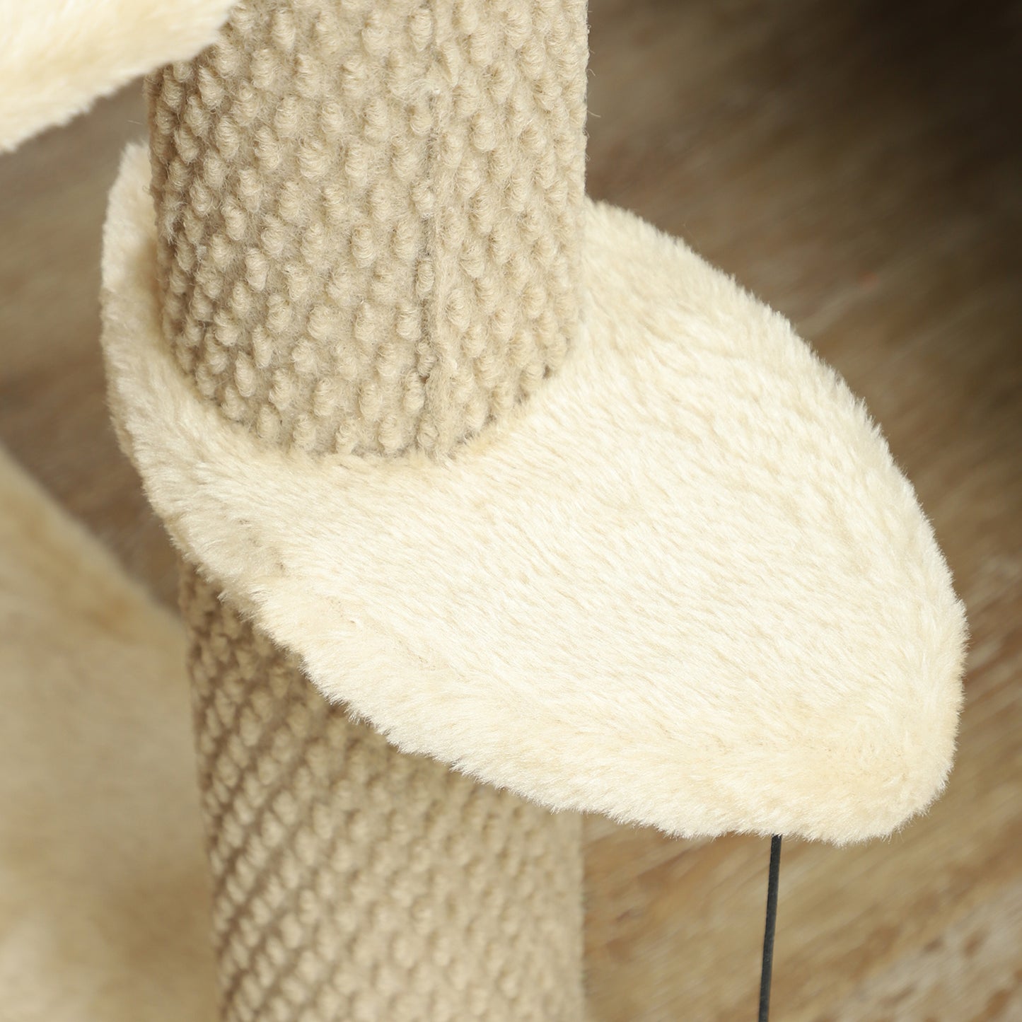 4-step Pet Stairs with Scratching Posts, Platforms, Toy Ball, Beige