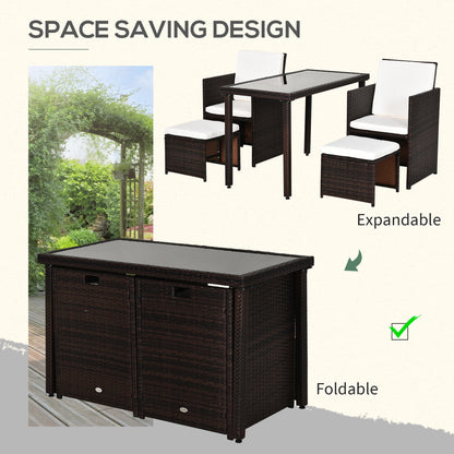 2 Seater Rattan Cube Garden Furniture Set, Rattan Dining Set with Cushions, Outdoor Dining Table and Chairs with 2 Armchairs
