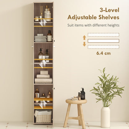 6-Tier Tall Bathroom Cabinet - Natural