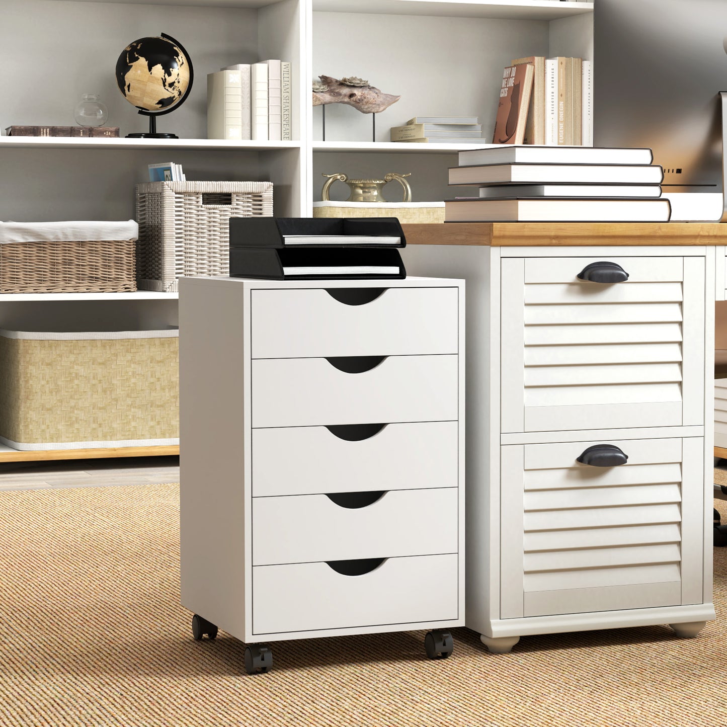 Five-Drawer Filing Cabinet - White