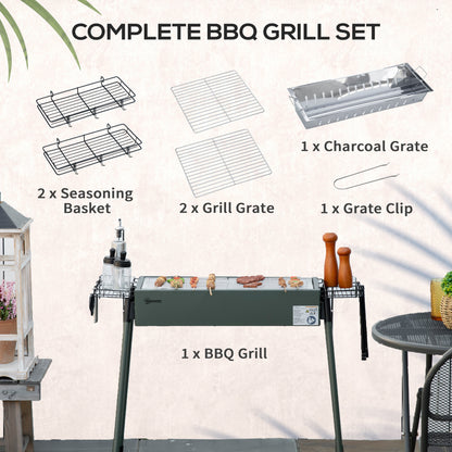 Portable Charcoal Barbecue BBQ Grill with Seasoning Baskets and Hooks