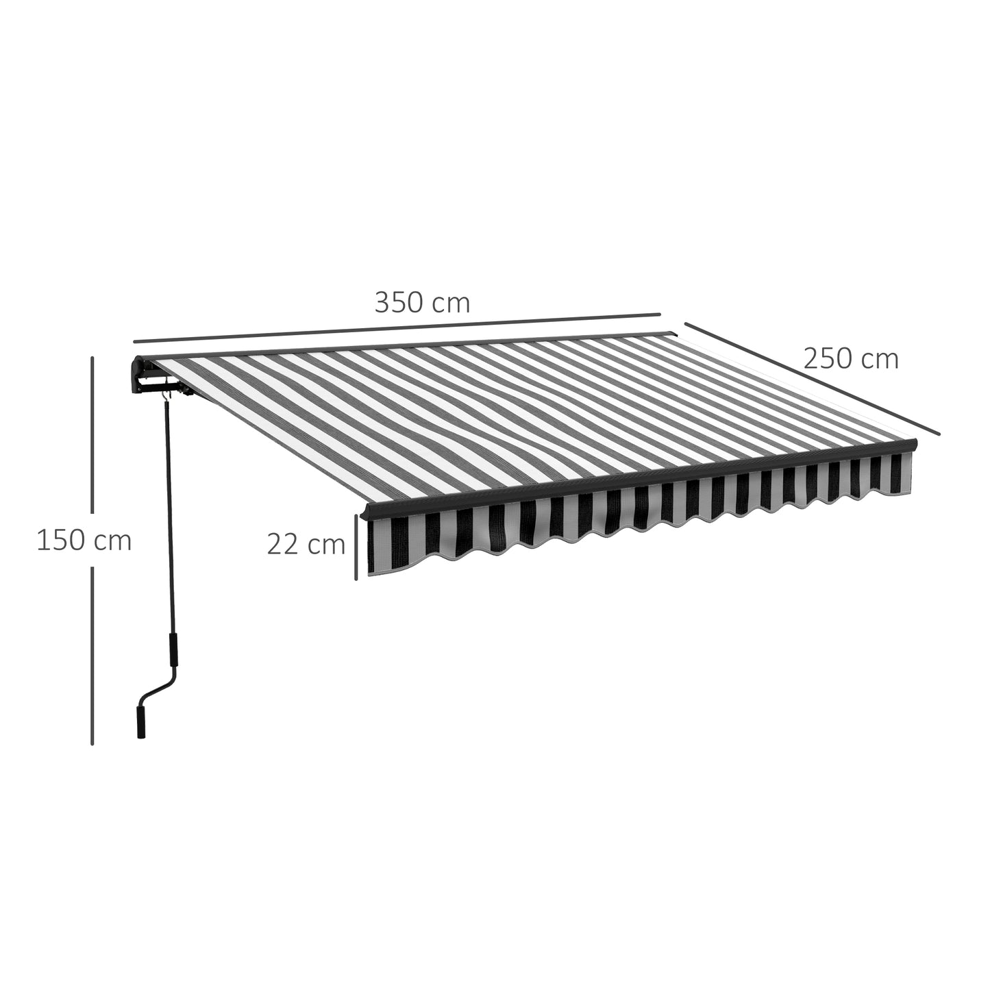 2.5 x 3.5m Aluminium Frame Electric Awning, with Remote - Grey/White