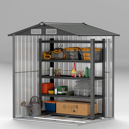 4.3 x 5ft Outdoor Garden Storage Shed - Grey Wood Effect