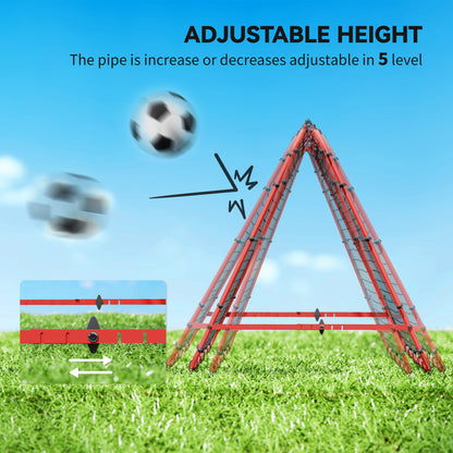 Double Sided Football Rebounder Net, Football Rebound Goal with Five Adjustable Angles, Red