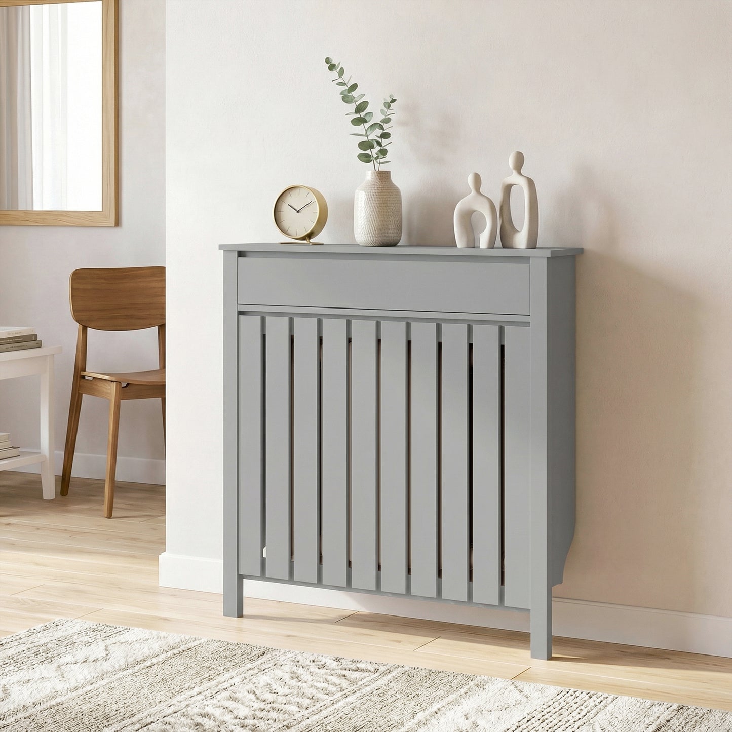 93 x 88.5cm Rustic-Look Radiator Cover - Grey