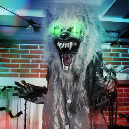 210cm - Skeleton Werewolf Halloween Decoration with Sound Effect and Light Up Eyes