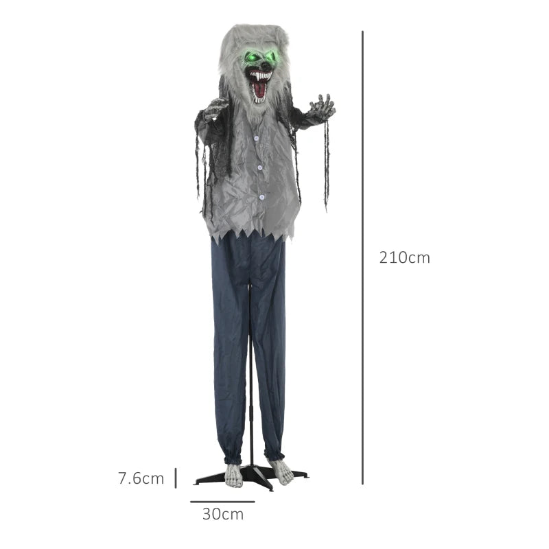 210cm - Skeleton Werewolf Halloween Decoration with Sound Effect and Light Up Eyes