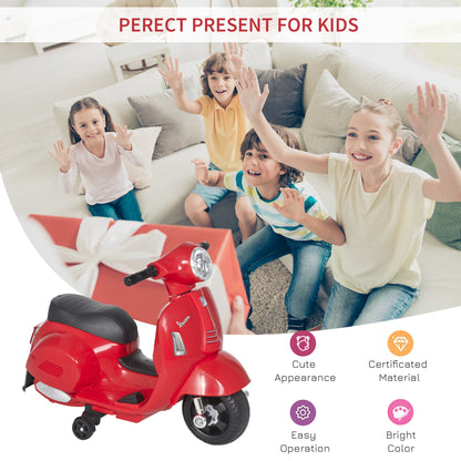 Vespa Licensed 6V Kids Electric Motorbike Ride On Motorcycle Battery Powered for 18-36 Months with Horn Light Red