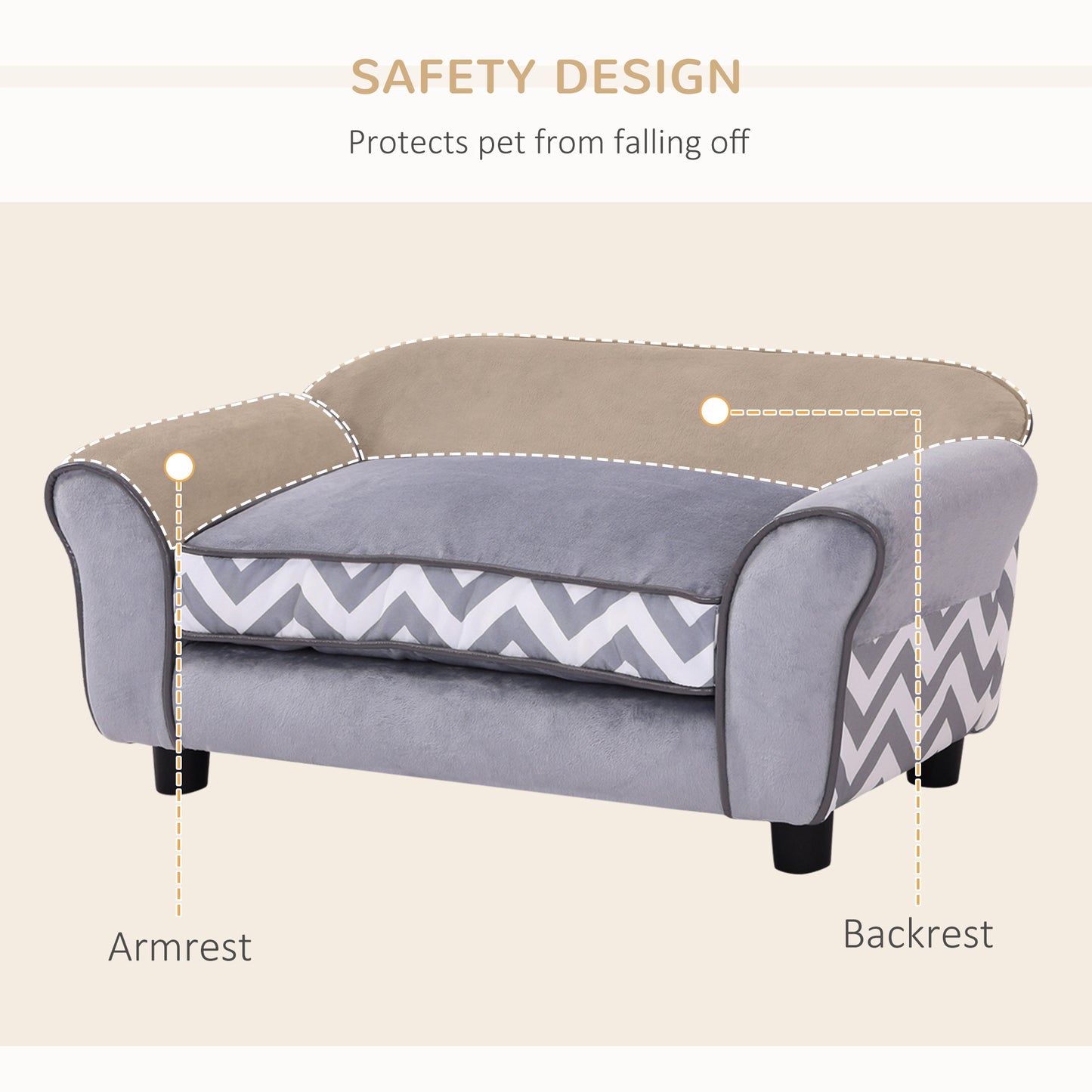 Dog Sofa Bed for XS-Sized Dogs, Cat Sofa with Soft Cushion, Pet Chair Lounge with Washable Cover, Removable Legs