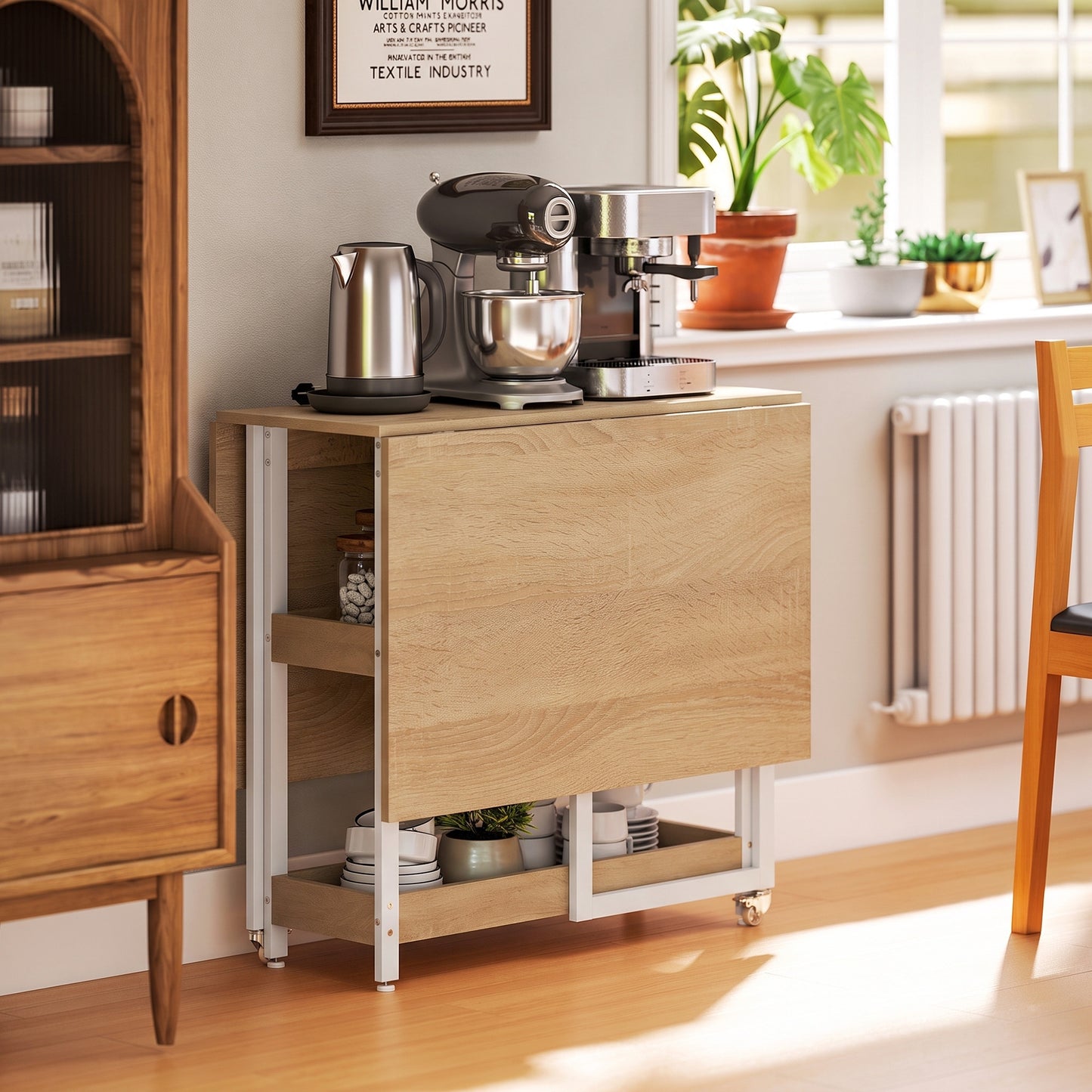 Four-Person Drop Leaf Table - Natural Wood-Effect