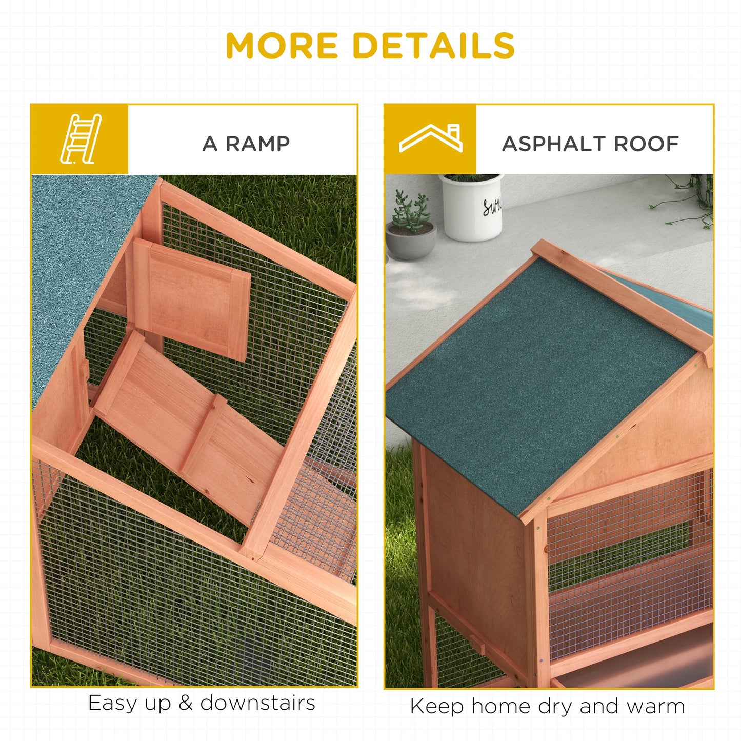 2 Tier Rabbit Hutch Outdoor, Guinea Pig Hutch, Solid Wood Bunny House