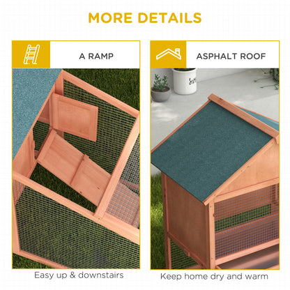 2 Tier Rabbit Hutch Outdoor, Guinea Pig Hutch, Solid Wood Bunny House