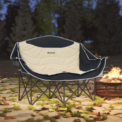 Double Camping Chair for Adults, Oversized Heavy Duty Padded Folding Chair with Armrests