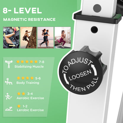Folding Exercise Bike, Fitness Bicycle Indoor Trainer, Quiet 8-Level Magnetic Resistance, with LCD Monitor