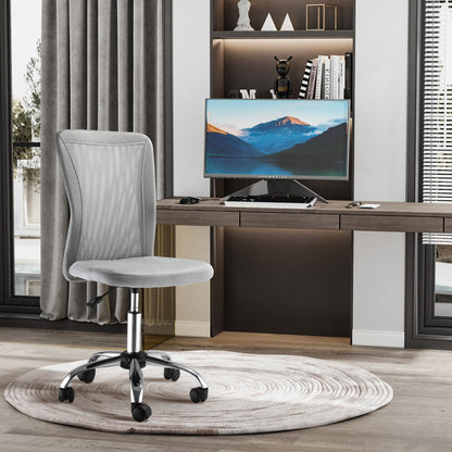 Office Chair, Armless Desk Chair, Adjustable Computer Swivel Chair with Rolling Wheels and Mesh Back for Home Work Study
