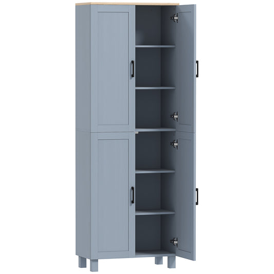Freestanding Kitchen Cupboard, 4-Door Storage Cabinet with Adjustable Shelves, Modern Kitchen Pantry, 170cm, Grey