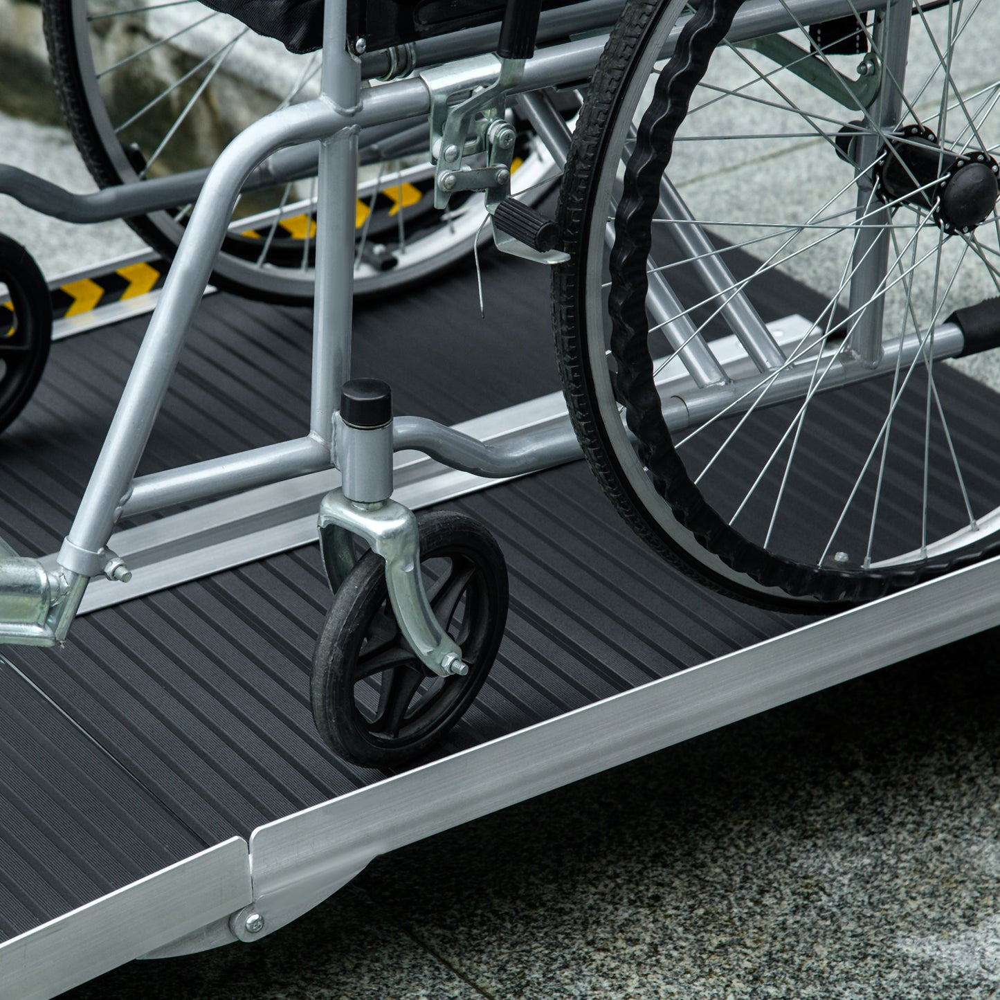 Wheelchair Ramp, 152L x 73Wcm, 272KG Capacity, Folding Aluminium Threshold Ramp with Non-Skid Surface