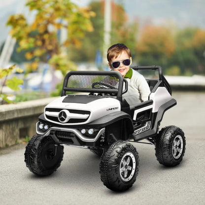 12V - Buggy / Unimog, Kids Electric Ride on Car, with Remote Control, Horn, Lights and MP3 - White