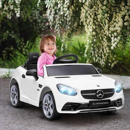 12V Kids Electric Ride On Car with Parental Remote, Two Motors, Music, Lights and Suspension - White