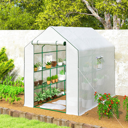 Walk-in Greenhouse with 3 Tier 12 Shelves, Small Greenhouse with Reinforced PE Cover