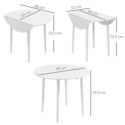 Folding Dining Table for 4, Round Drop Leaf Table, Modern Space Saving Small Kitchen Table with Wood Legs for Dining Room