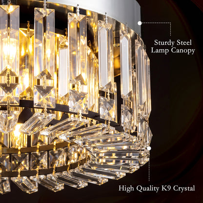 Crystal Chandeliers with 160 Crystal Pendants, 6-Light Ceiling Light for Living Room, Bedroom Dining Room, Silver Tone