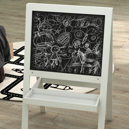 Kids Easel, Art Easel with Double Sided Whiteboard, Chalkboard, Storage, 2 in 1 Standing Easel for Toddlers 18-48 Months