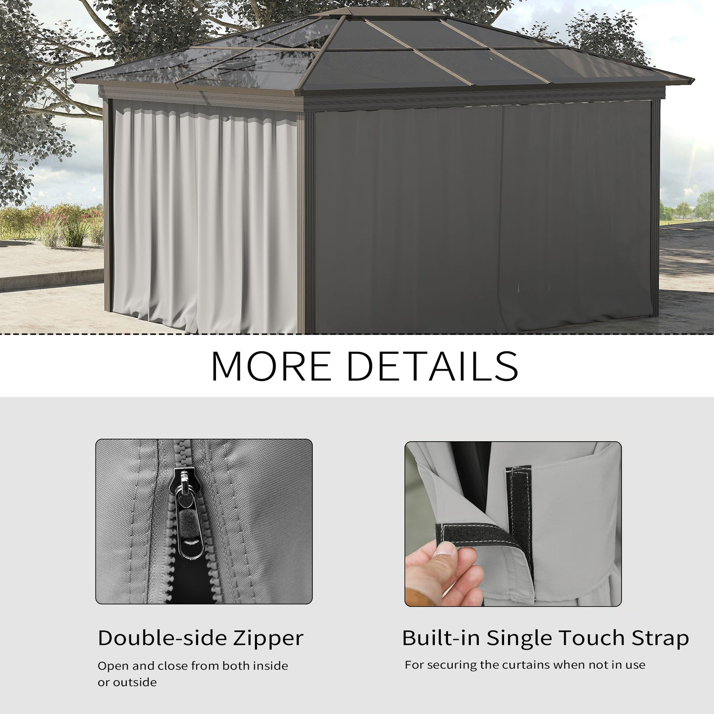Set of Four 3 x 3m Gazebo Replacement Walls - Light Grey
