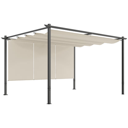 3 x 4m Metal Pergola with Retractable Roof and Roller Shade, Free Standing Gazebo Canopy Pergola Kit