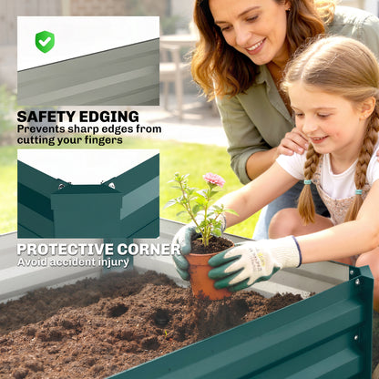 Set of Two 100 x 60cm Steel Planter Boxes -Green