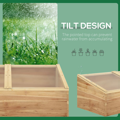 Wooden Cold Frame Greenhouse Garden Polycarbonate Grow House with Independent Openable Top Covers for Flowers, Vegetables