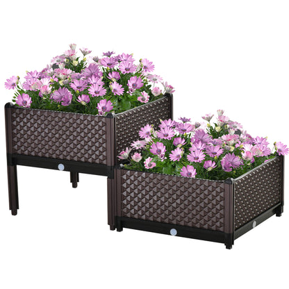 50cm x 50cm x 46.5cm Set of 2 41L Plastic Raised Garden Bed, Planter Box