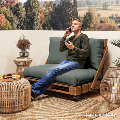 Two Piece Seat Pallet and Back Cushions - Charcoal Grey