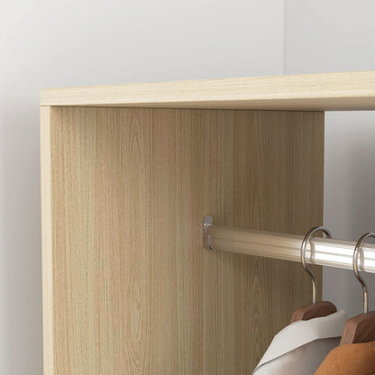 Open Wardrobe on Wheels, Bedroom Wardrobe with Clothes Hanging Rail, 2 Storage Shelves, Mobile Garment Rack for Cloakroom