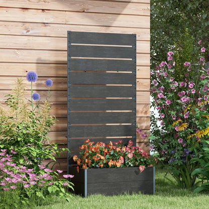 34 x 69.5cm Garden Planter Box, with Back Trellis, Black