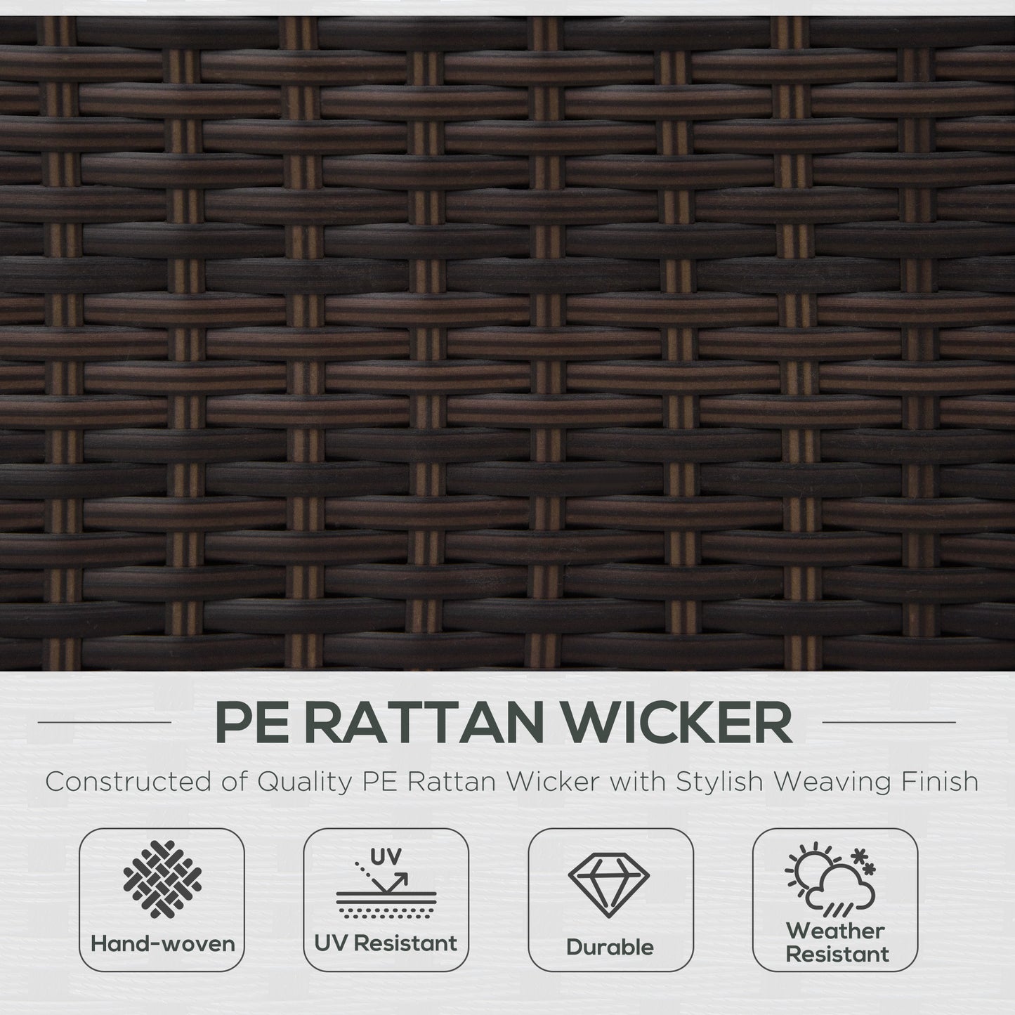 Single Seater Rattan Chair, PE Wicker Garden Armchair with 10 cm Thickened Cushion