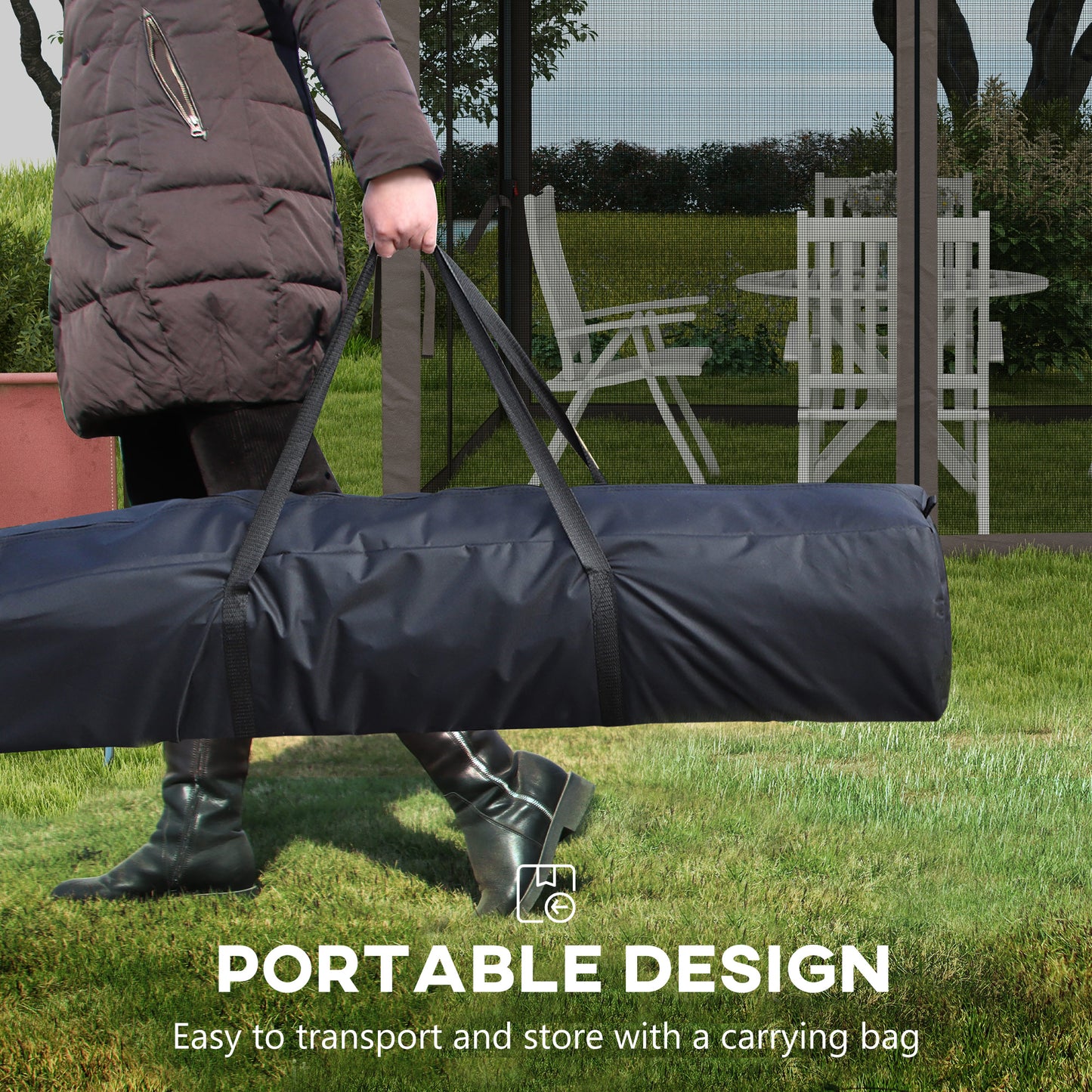 3.25 x 3.25m Pop Up Gazebo, Double-roof Garden Tent with Netting and Carry Bag, Party Event Shelter for Outdoor Patio