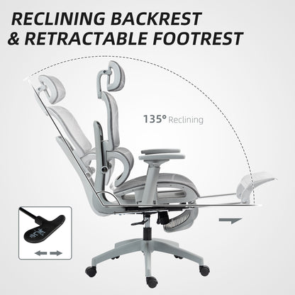 Multi-Adjustable Mesh Office Chair - Grey
