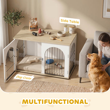 Dog Crate Furniture, Indoor Dog Cage with Double Doors for Large Breeds, Pet Kennel End Side Table