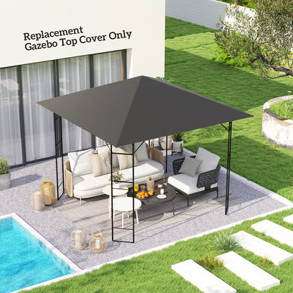 3 x 3(m) Gazebo Canopy Replacement Cover, Garden Gazebo Roof Replacement with Drain Holes, Water Resistant PVC Coating