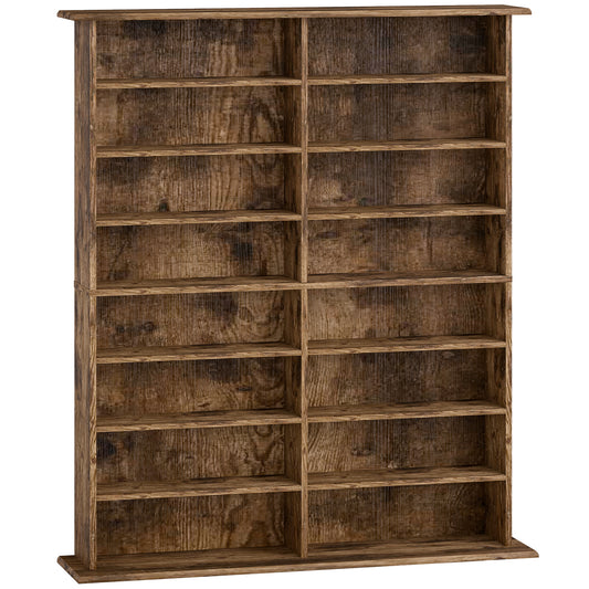 16-Compartment Media Shelf - Rustic Brown