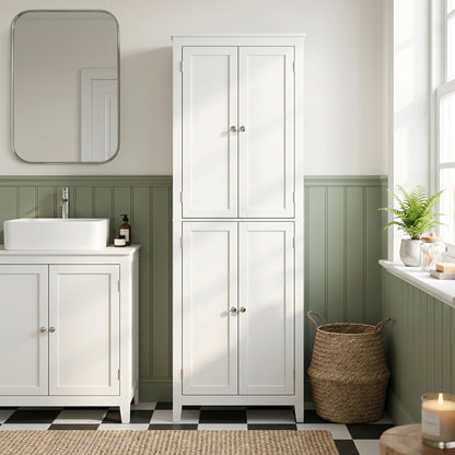170 cm Tall Bathroom Storage Cabinet, Freestanding Narrow Bathroom Cabinet with Adjustable Shelves for Laundry Room