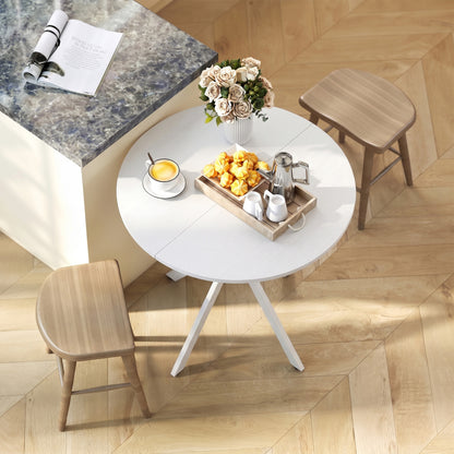 80cm Industrial Round Dining Table - White