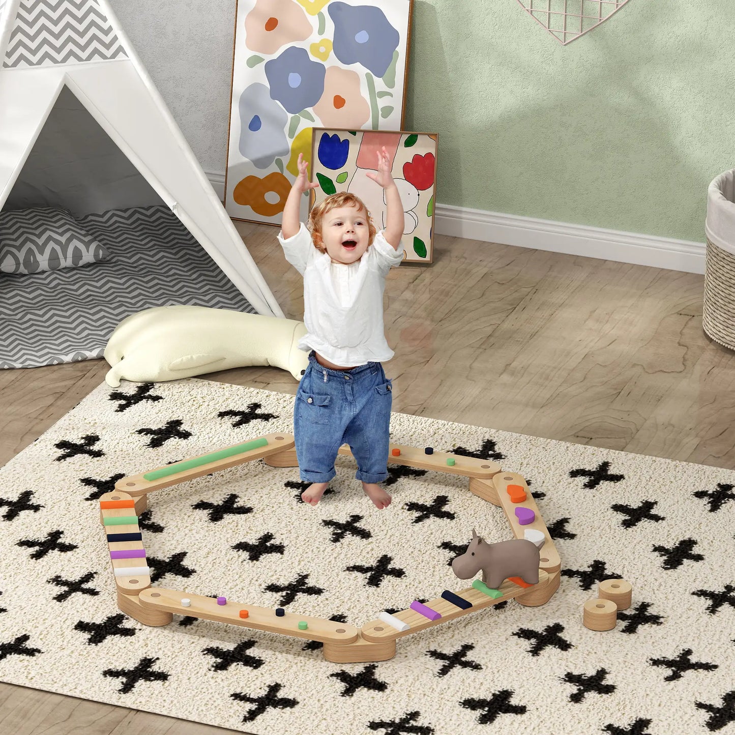 Wooden Coordination / Agility Balance Beam for Kids