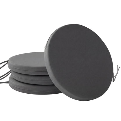 Outdoor Bistro Chair Cushions Set of 4 with Removable Cover, 41 x 41 x 5 cm Round Seat Cushions with Ties, Dark Grey